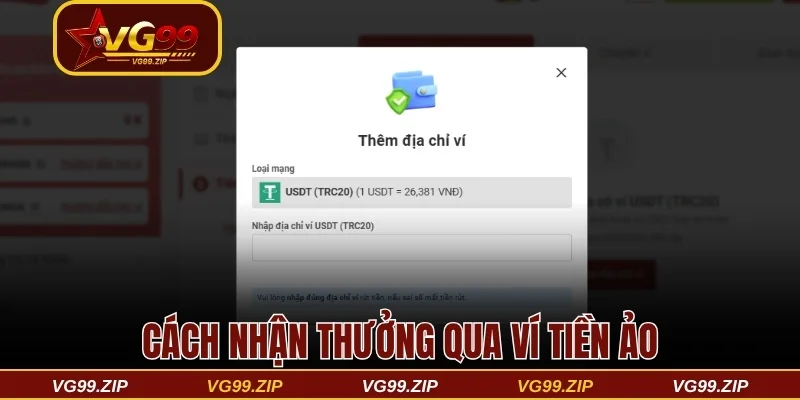 Cách nhận thưởng qua ví tiền ảo 