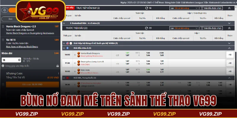 Bùng nổ đam mê trên sảnh thể thao VG99